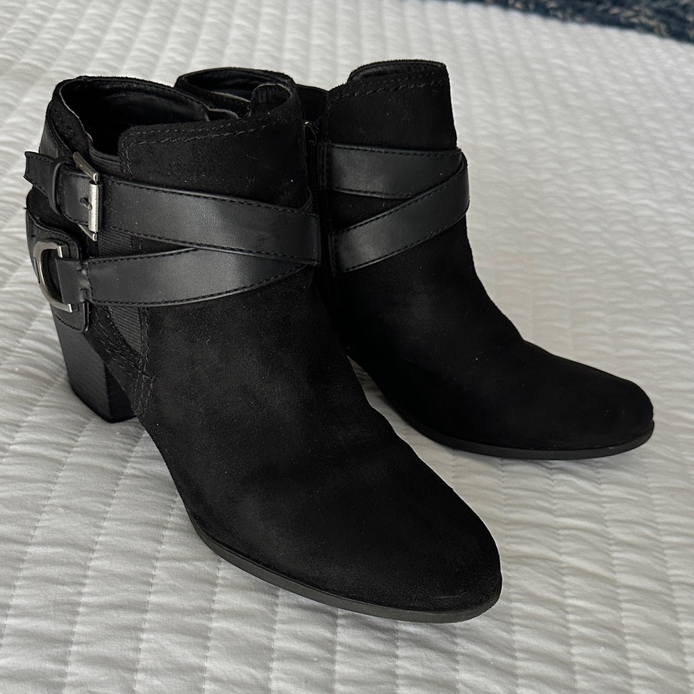 Indigo Black Ankle Boots with Strap Detail